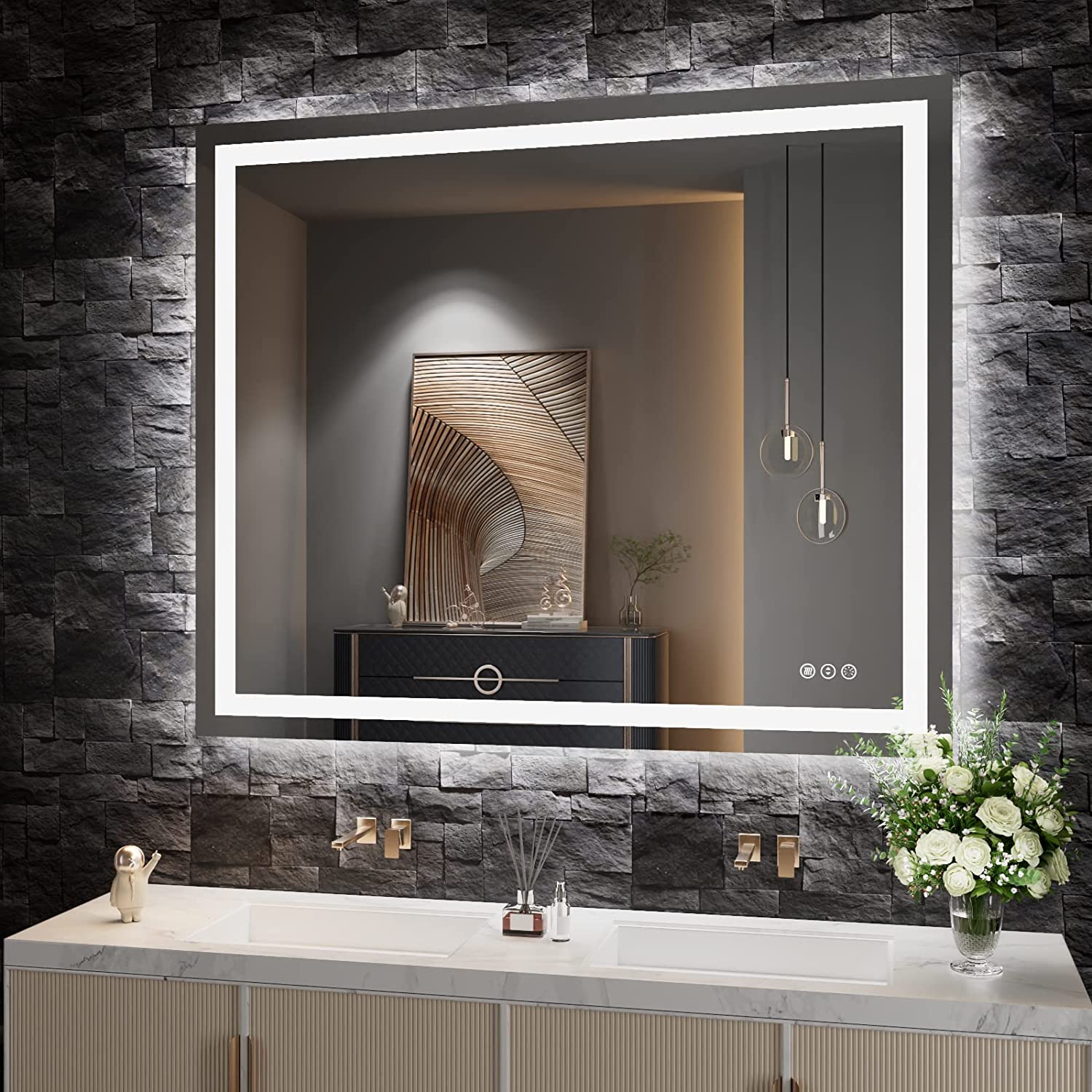 Amorho 72''x 40'' LED Mirror for Bathroom with Front and Backlight, Large  Dimmable Wall Mirrors with Anti-Fog, Shatter-Proof, Memory, 3 Colors,  Double LED Vanity Mirror - Yahoo Shopping