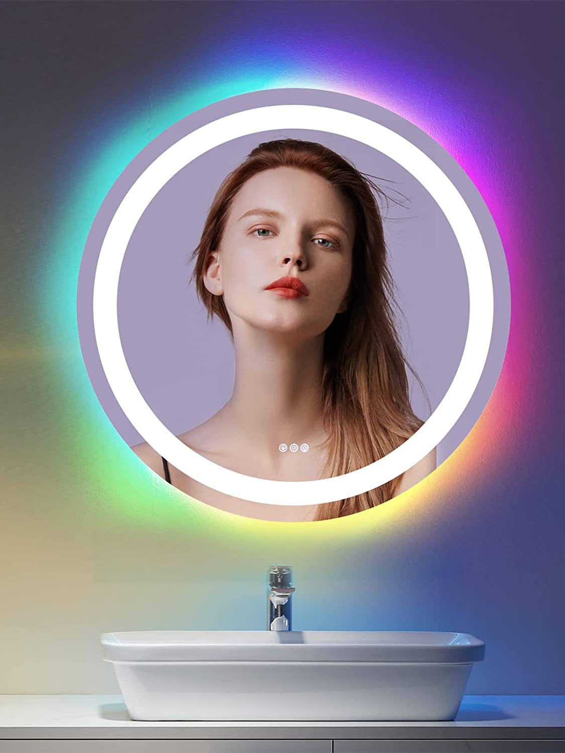 Orren Ellis Round LED Lighted Anti-Fog Bathroom Mirror with Adjustable  Color Temperature (3000K/4500K/6000K) and Brightness | Wayfair